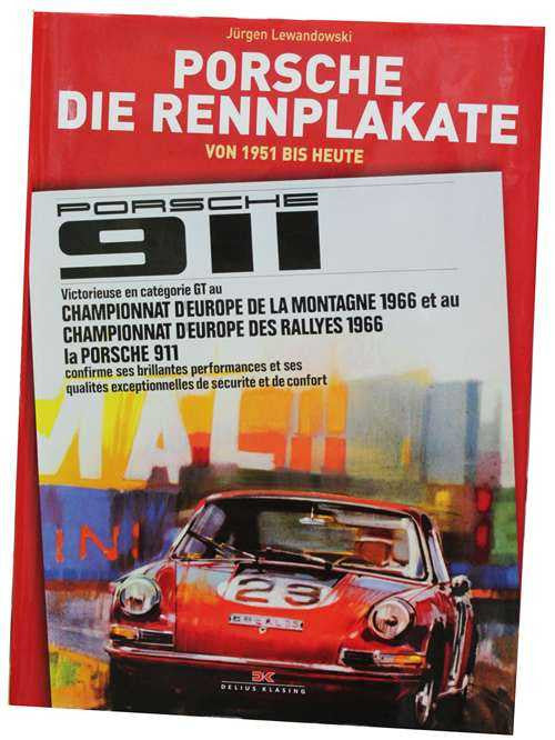Red Porsche 911 poster book cover with classic car image and title text in German and English