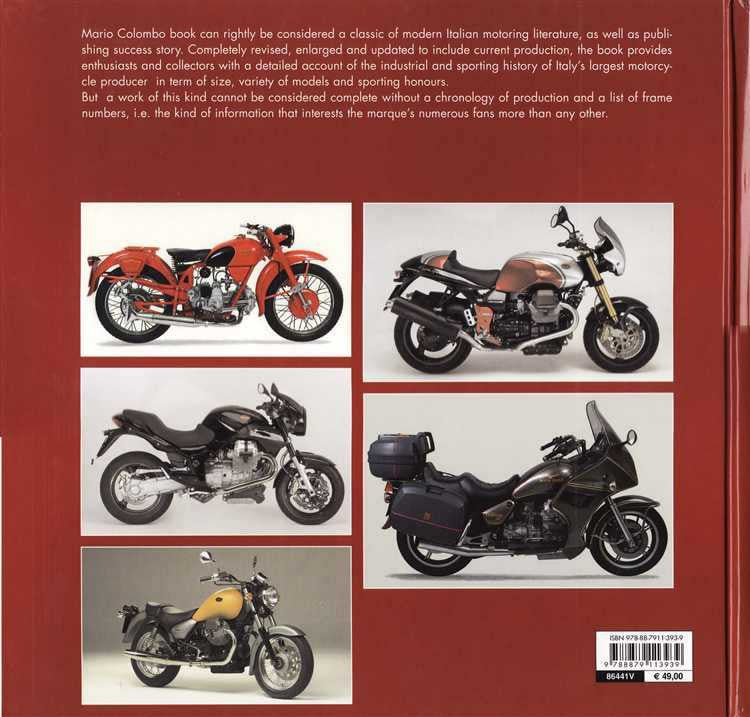 Moto Guzzi The Complete History From 1921 book back cover with multiple motorcycle photos