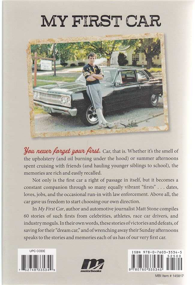 Book cover with vintage car photo and large title text plus back blurb area