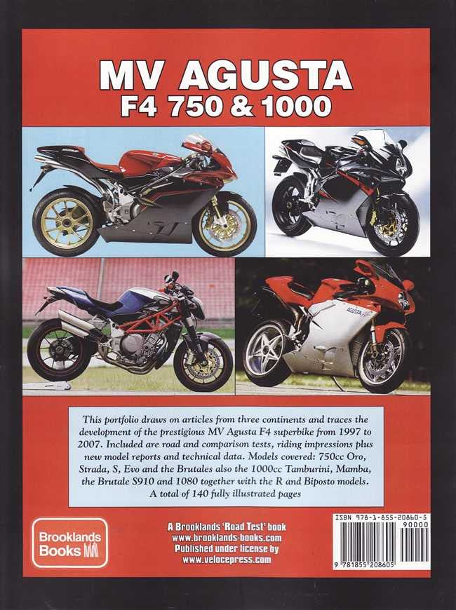 MV Agusta F4 750 & 1000 road test portfolio book, red cover with four bikes