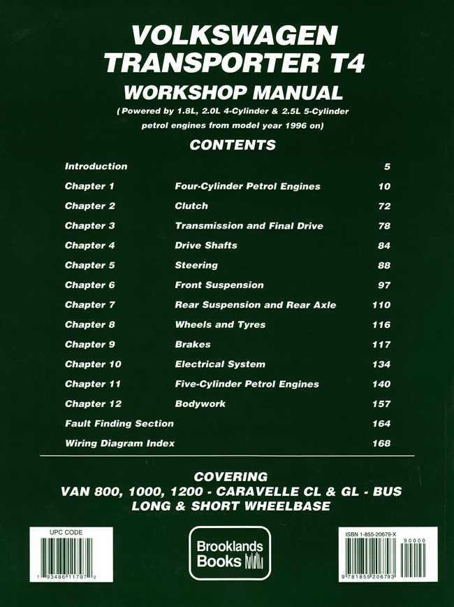 Volkswagen Transporter T4 1996 Onwards Workshop Manual
