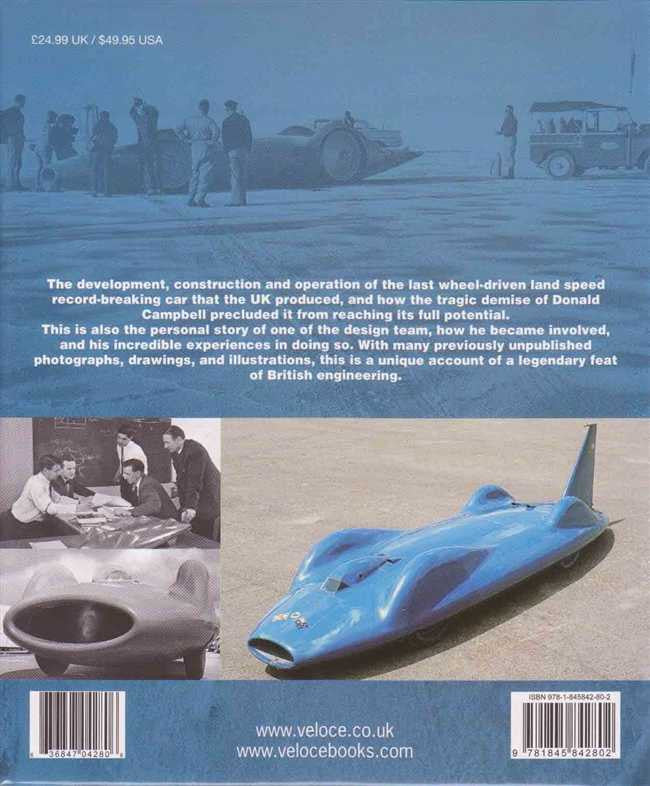 Land speed record car book with Bluebird CN7 blue vehicle on cover