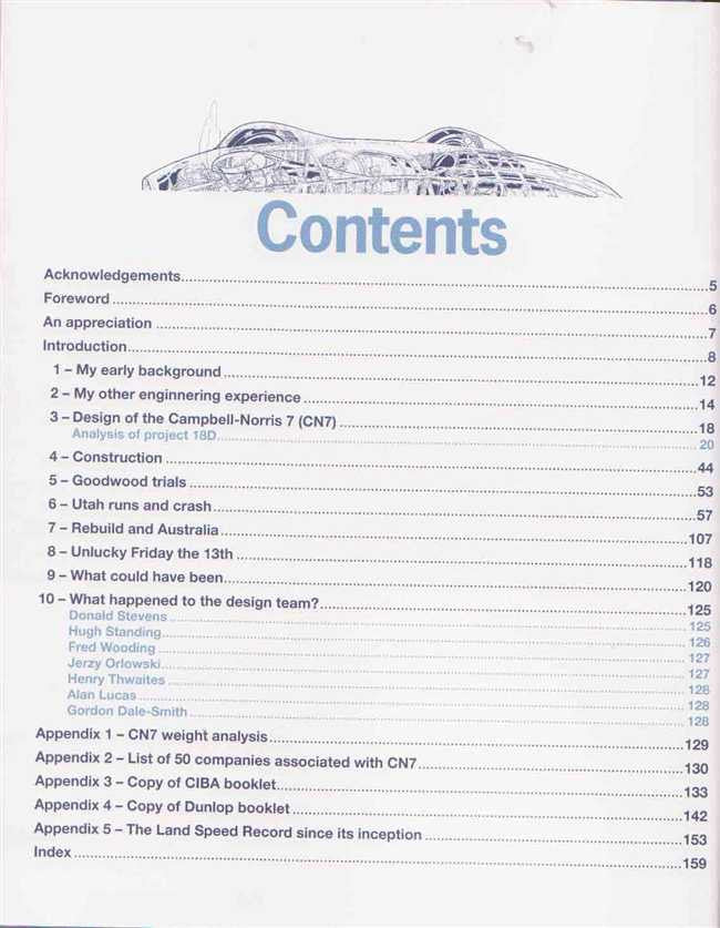 Book contents page with Contents header and numbered sections