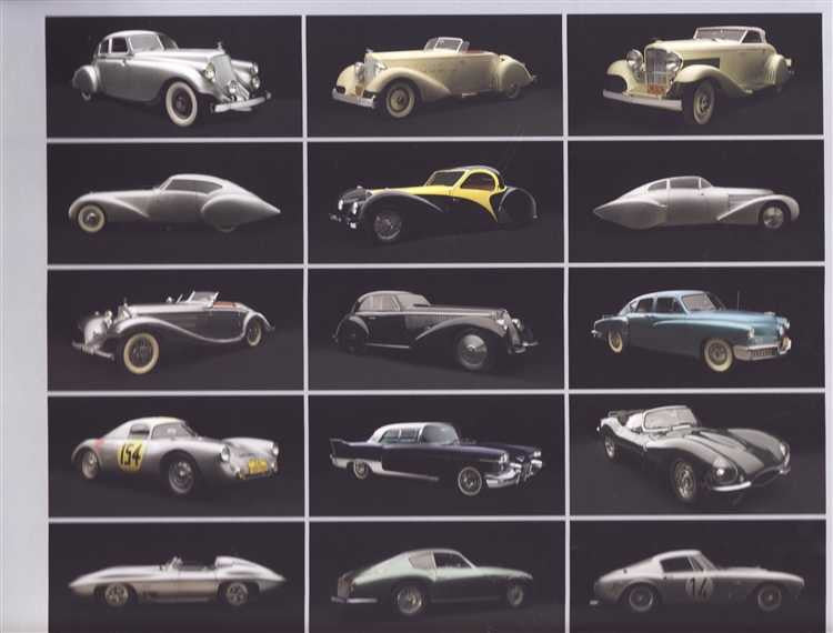 Automobile style book with grid of classic cars