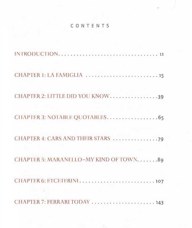 Book contents page with chapter list and page numbers