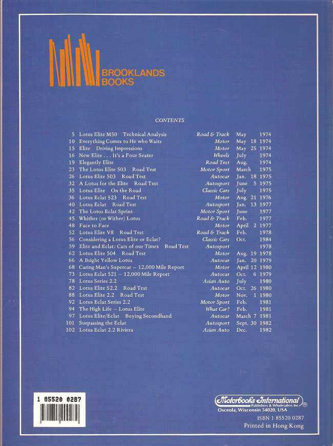 Lotus Elite &amp; Eclat 1974 - 1982