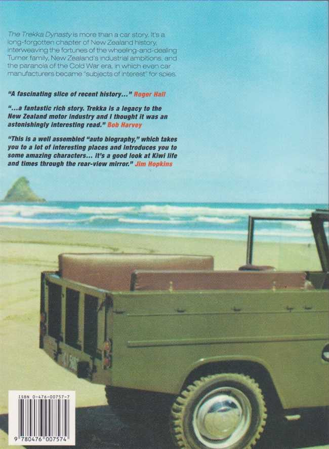 Signed history book, back cover with green truck photo and barcode