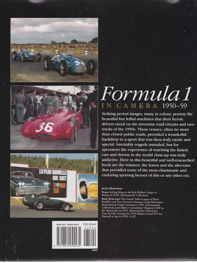 Motorsport history photo book, Formula 1 1950–1959 back cover with red racing car