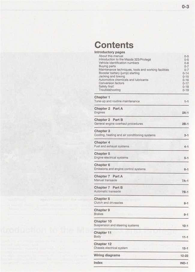 Repair manual contents page with chapter list and wiring diagrams index