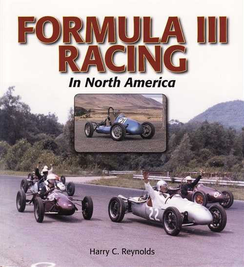 Racing history book front cover with vintage race cars on road
