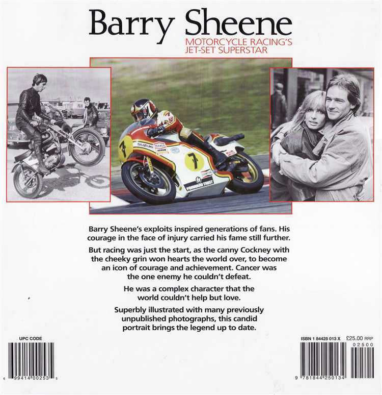 Motorcycle racing book cover with racing motorcycle, photo collage, and title text