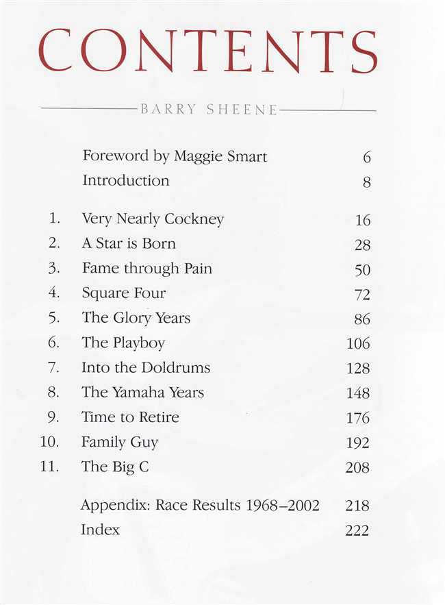 Book contents page with Contents heading and chapter list with page numbers