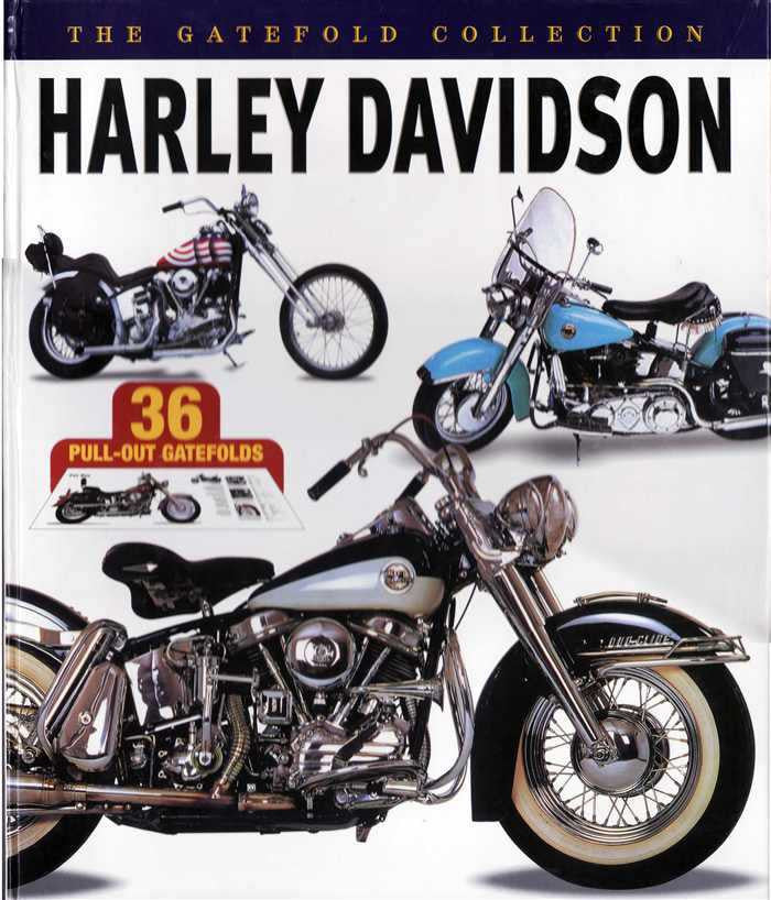 Harley Davidson motorcycle book cover with multiple bike photos and “36” gatefolds