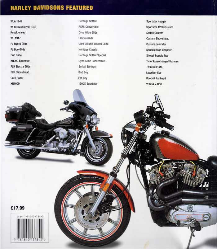 Harley Davidson motorcycle book open, showing bikes and close-up front wheel detail