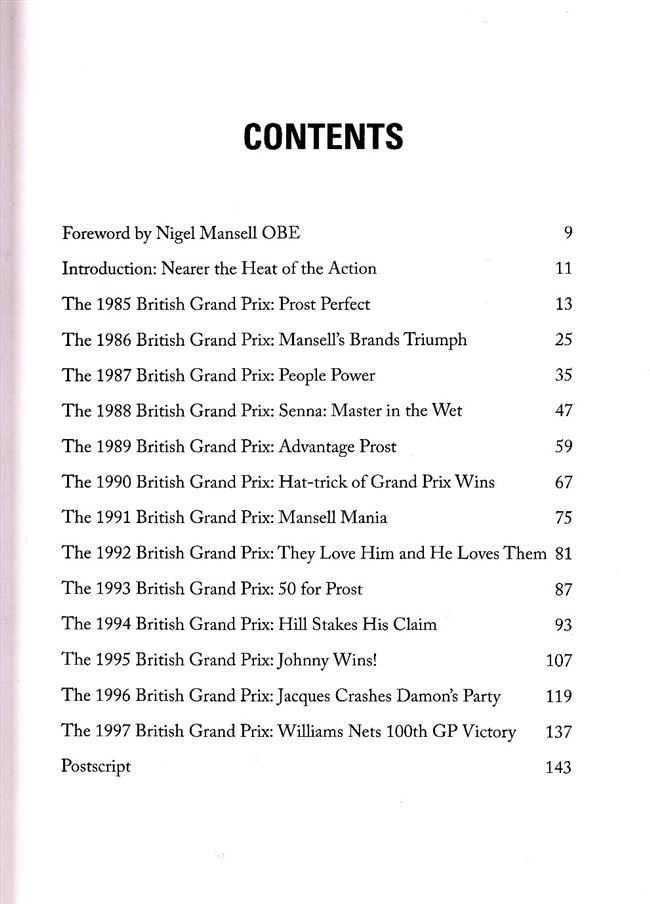 Book contents page with chapter list under heading CONTENTS
