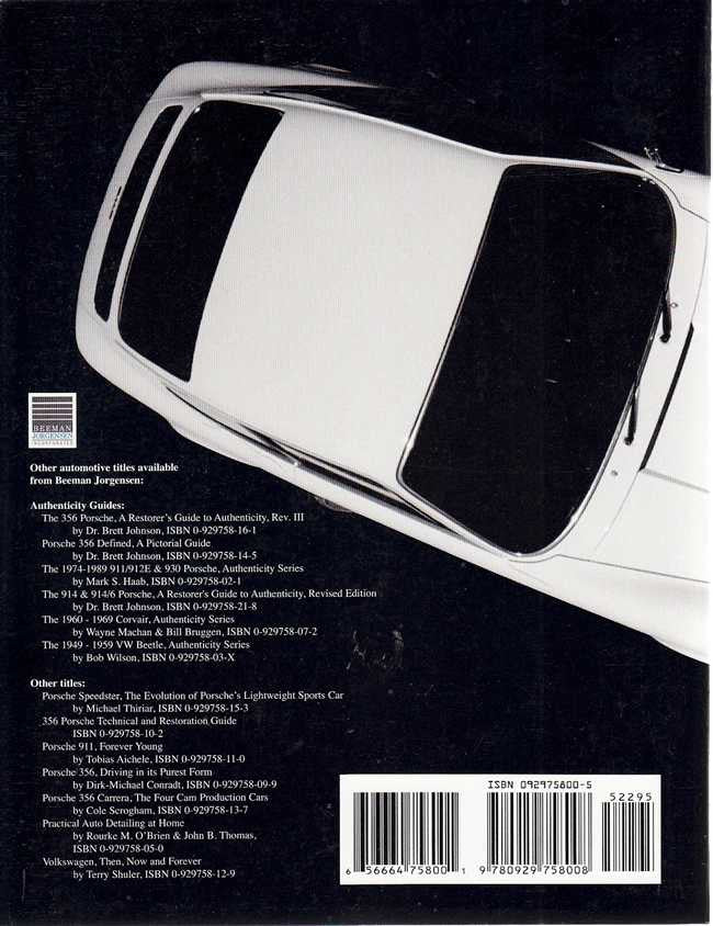 Porsche 911 & 912 restorer guide, back cover with car photo and barcode