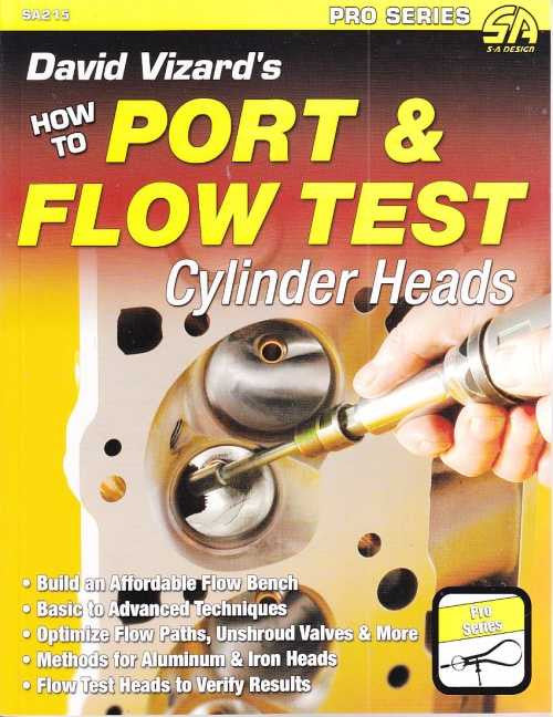 Port & Flow Test Cylinder Heads book with cylinder head diagram and hand tool