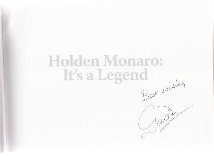 Title page with Holden Monaro: It's a Legend text and signature