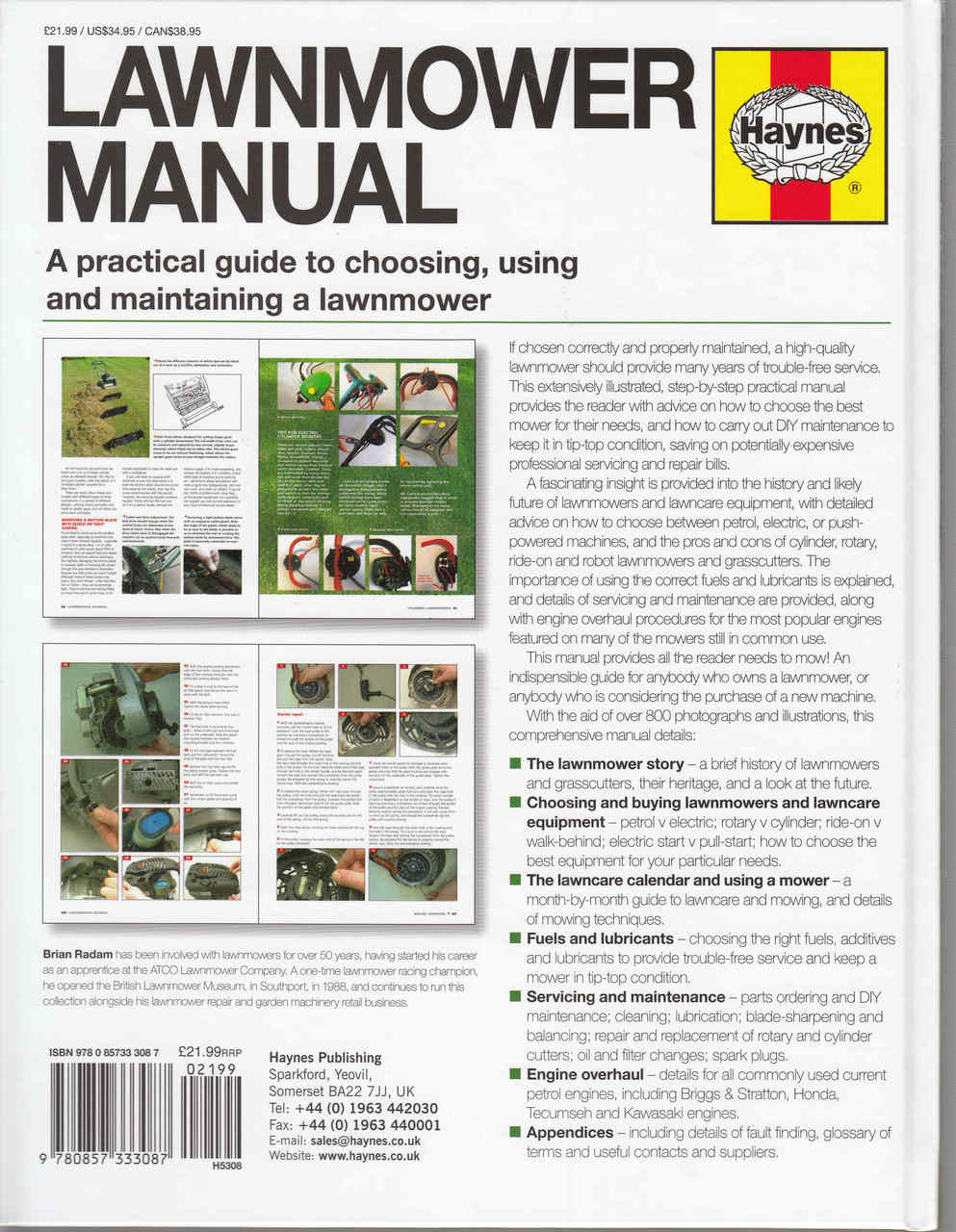 Lawnmower Manual A Practical guide to choosing, using and maintaining a lawnmower - back