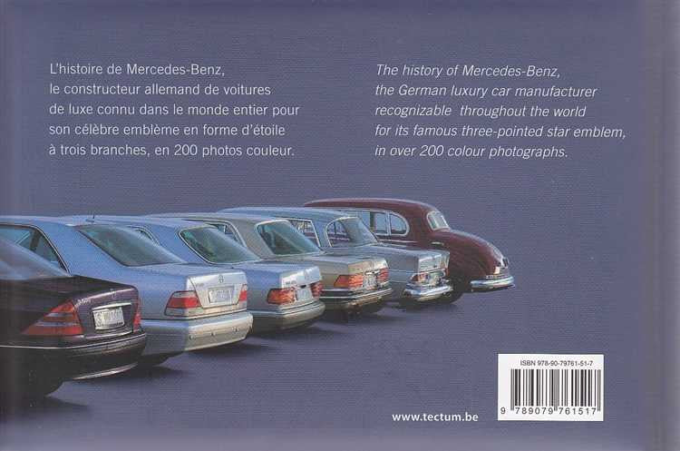 Mercedes-Benz book back cover with row of classic cars