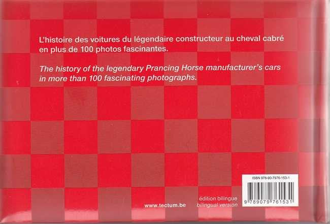 Ferrari book back cover, red checkered design with white text and barcode