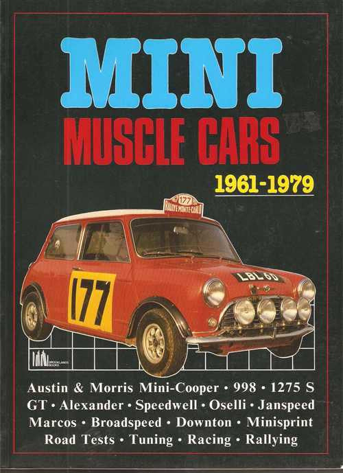Mini Muscle Cars 1961-1979 road tests book cover, red Mini car, bold title