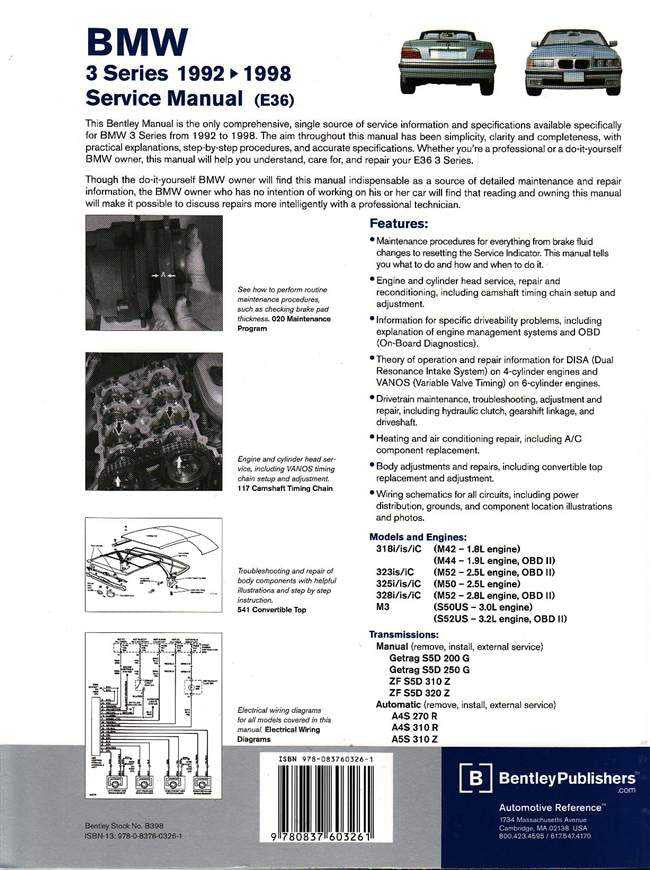 BMW 3 Series E36 1992 - 1998 Workshop Manual