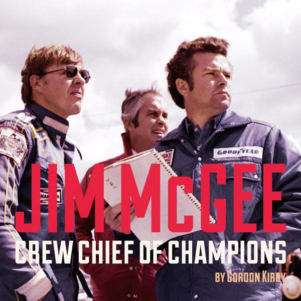 Book cover with three men portraits and bold red 'Crew Chief of Champions' title