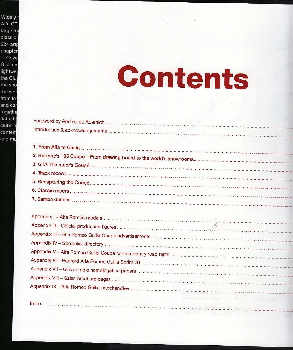 Alfa Romeo Giulia GT & GTA - Enlarged & revised 3rd edition Content