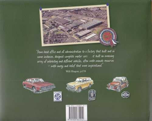 Green book back cover with car illustrations and circular badge detail
