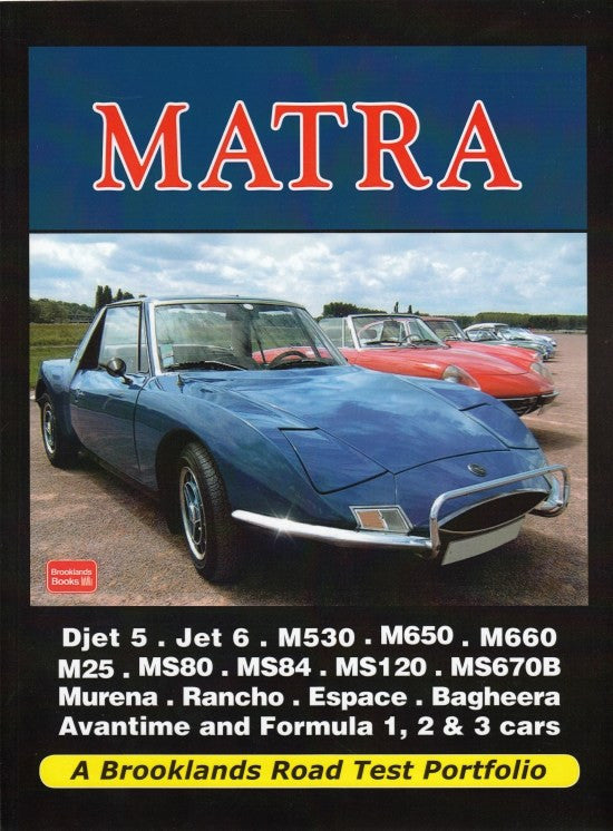 Matra A Brooklands Road Test Portfolio cover with blue race cars and MATRA title