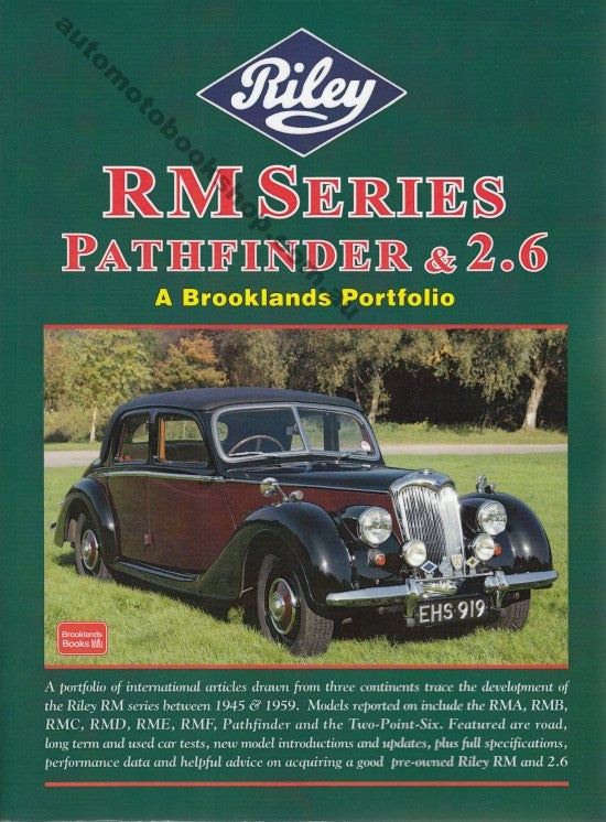 Riley RM Series car history portfolio book cover with classic sedan and title