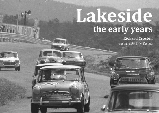 Vintage car photo print with classic cars on a road, black and white