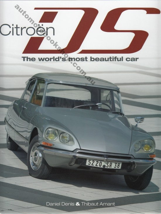 Vintage Citroen DS classic car, front three-quarter view, dark blue-gray body