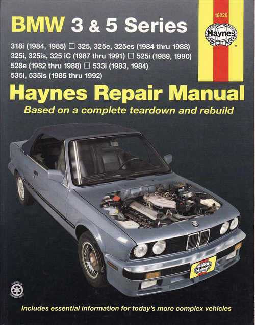 BMW 3 & 5 Series Haynes repair manual cover with car and engine bay