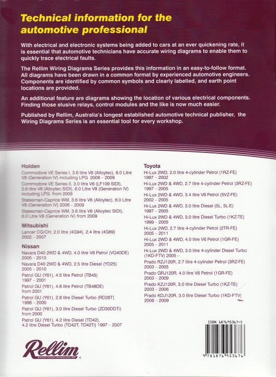 Rellim wiring diagrams volume 8 book, technical info page with specs list