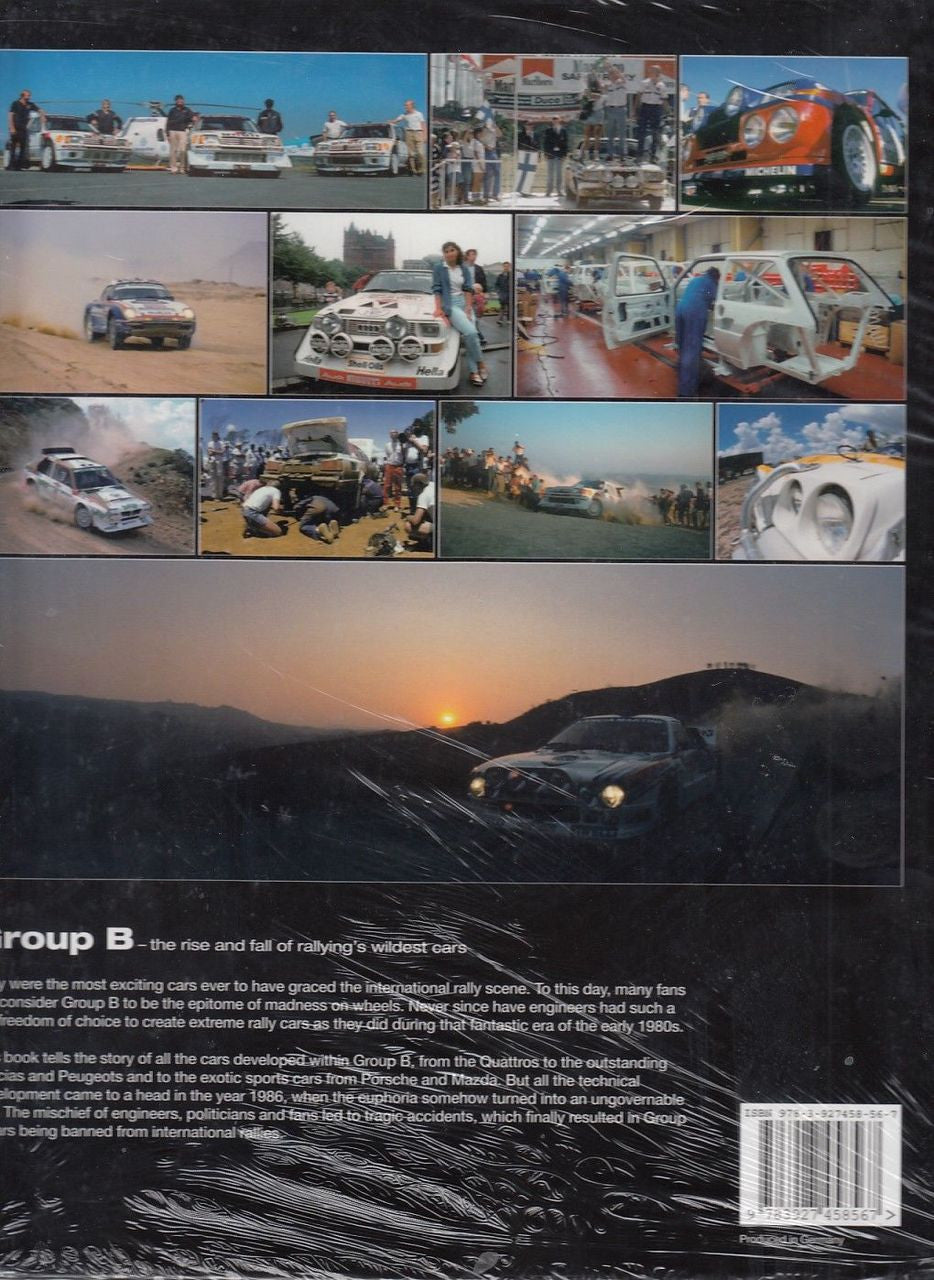 Rally car photo collage book cover with multiple racing cars