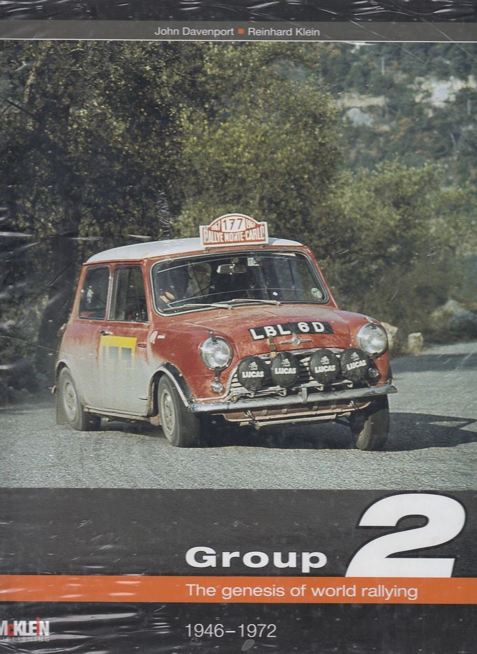 Book cover featuring a red vintage rally car and “Group 2” title text