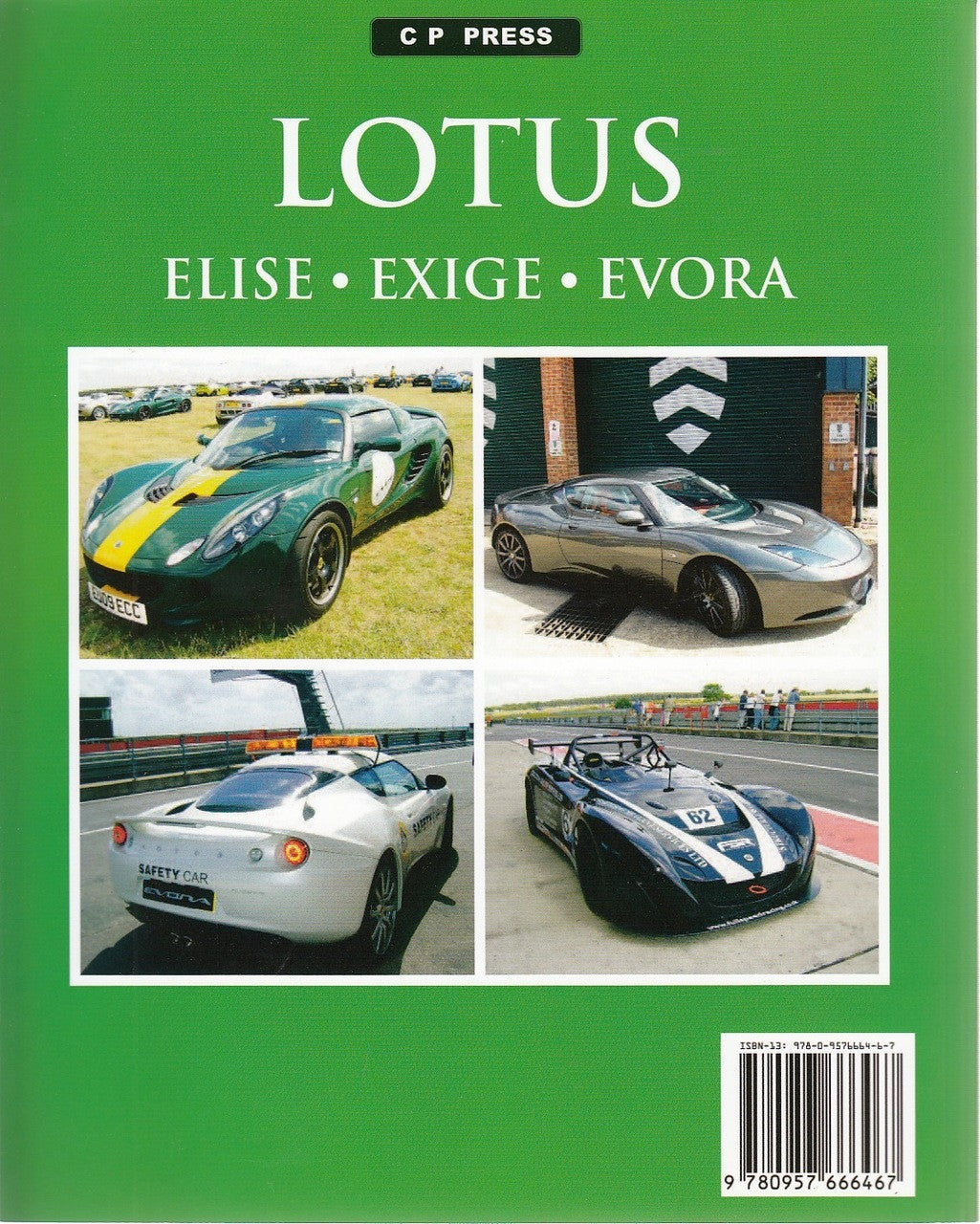 Lotus Elise Exige Evora book cover with four car photos and white title text