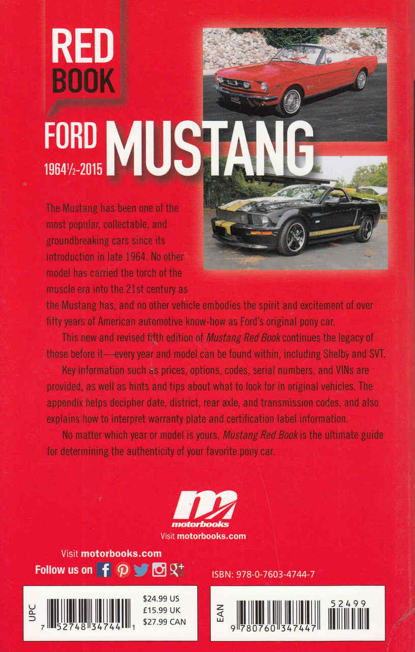 Red Book Ford Mustang 1964 1/4 - 2015  - back