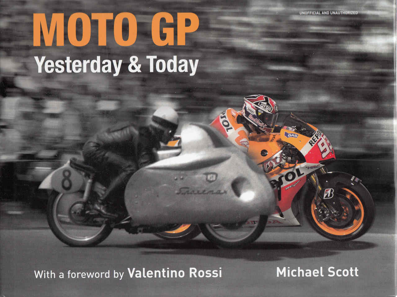 Moto GP Yesterday & Today book cover with racing motorcycle and rider