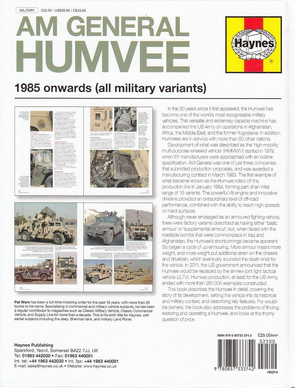 AM General Humvee 1985 Onwards (all military variants) Enthusiasts' Manual Back Cover