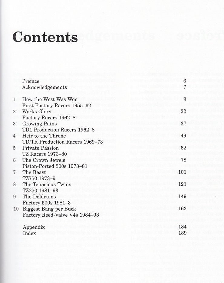 Book contents page with numbered chapters and appendix and index sections
