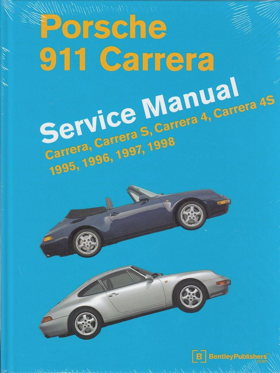 Porsche 911 Carrera Service Manual cover with car illustrations and 1995-1998