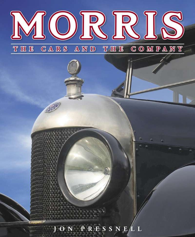 Book cover with Morris title and classic silver car front view