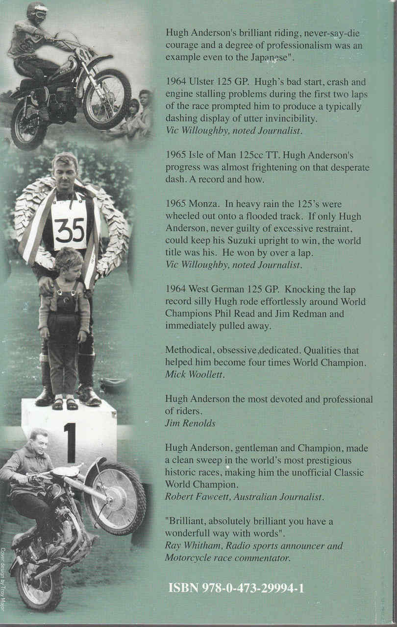 Biography page with motorcycle racing photos and author text
