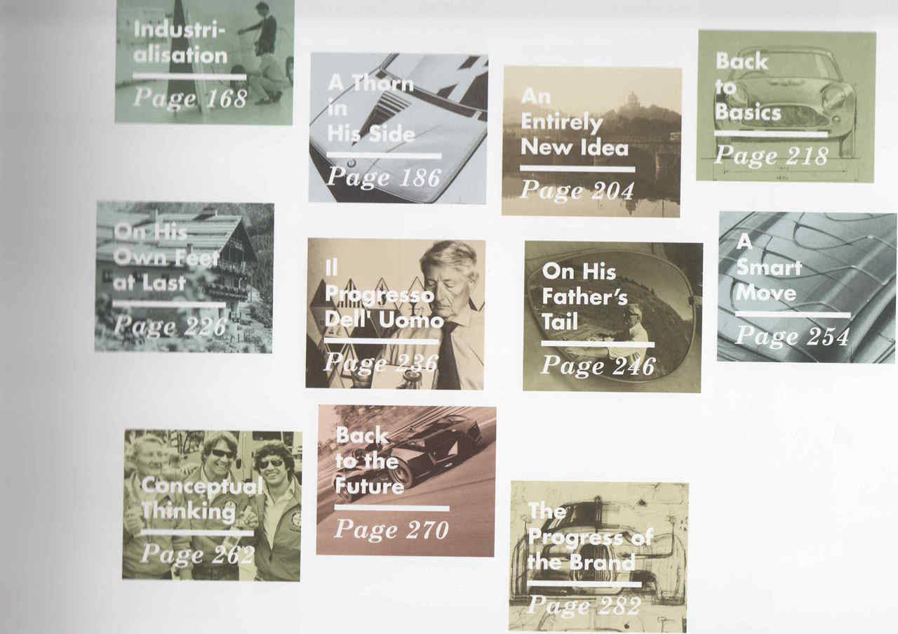 Printed book pages collage with multiple chapter title cards and page numbers