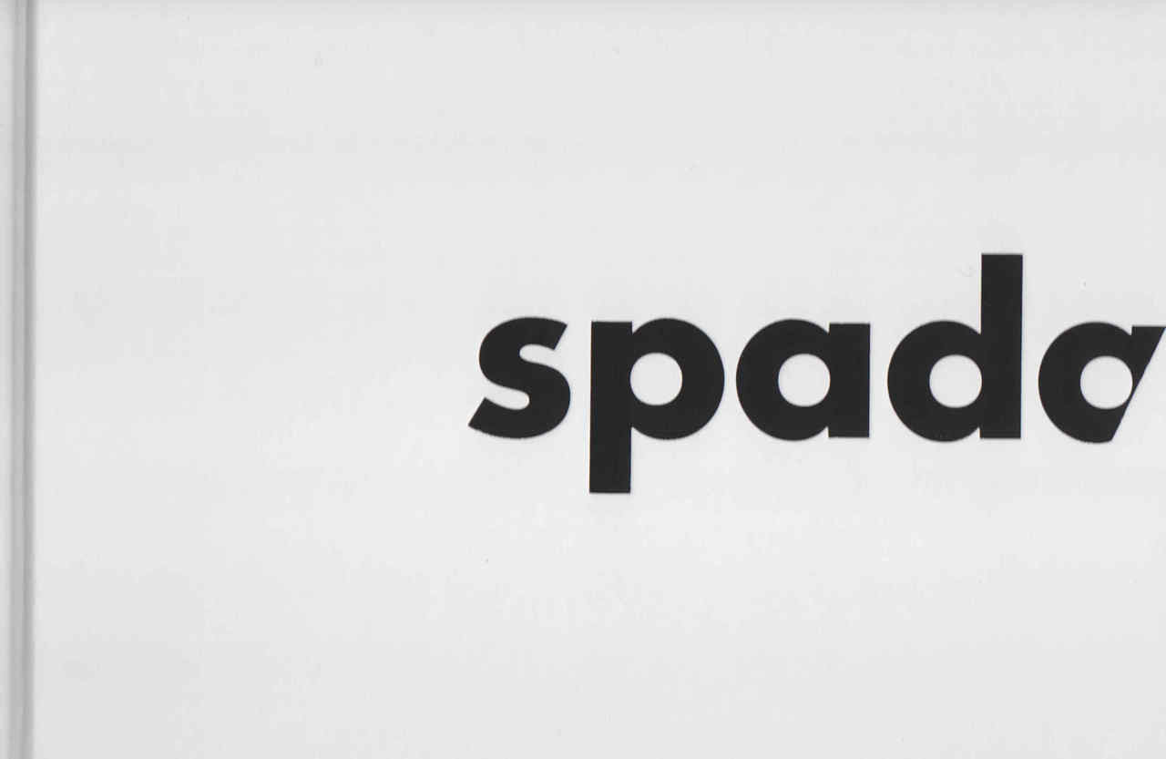 Book cover close-up of 'spada' logo text