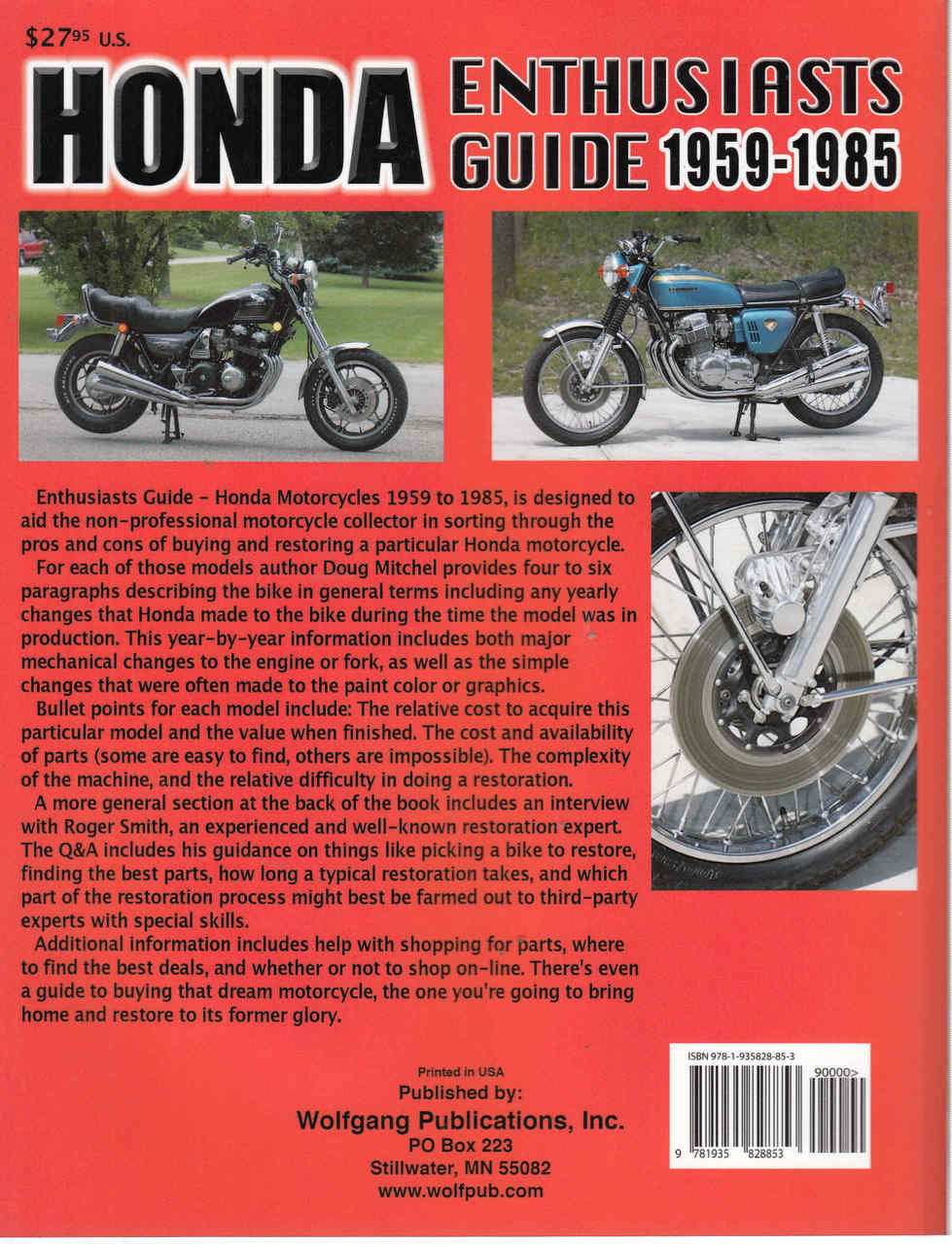 Honda Enthusiasts Guide : Motorcycles 1959-1985  - back