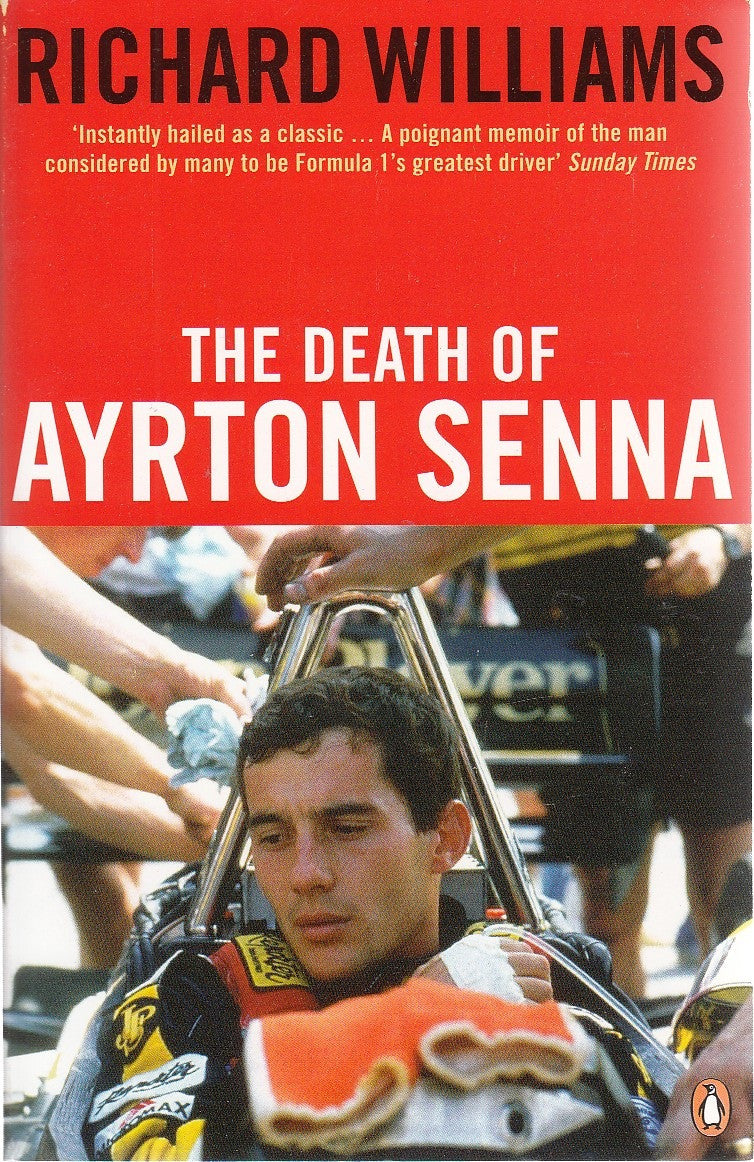 Paperback book cover with Ayrton Senna photo and large title text.